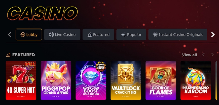 Casinospel på Instant Casino