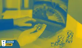 Laptop med roulette och spelmarker som symbol för casinobonusar