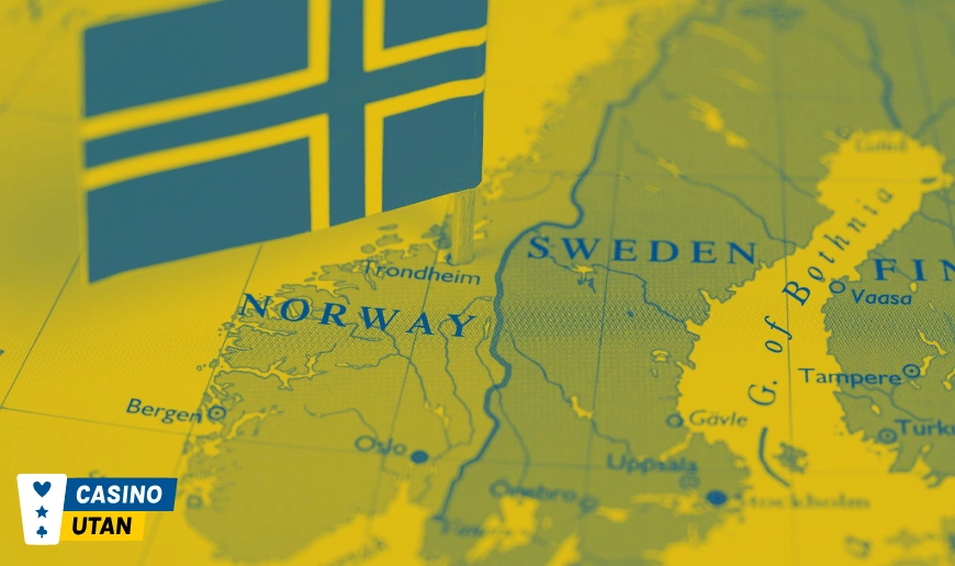 Karta över Norge och Sverige med norsk flagga
